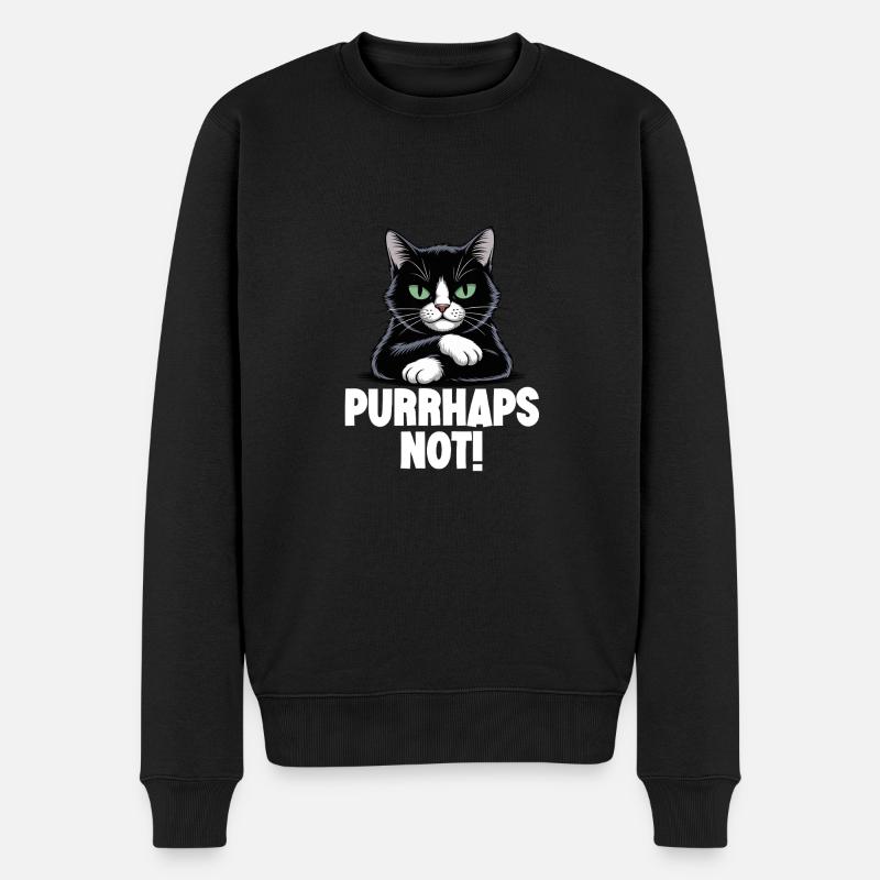 Lustige böse schwarze Katze schnurrt nicht - Männer Premium Bio Pullover - Schwarz