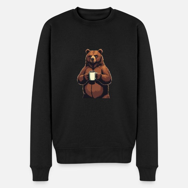 Grimmiger Bär Kaffeetasse Bären Kaffee Müde - Männer Premium Bio Pullover - Schwarz