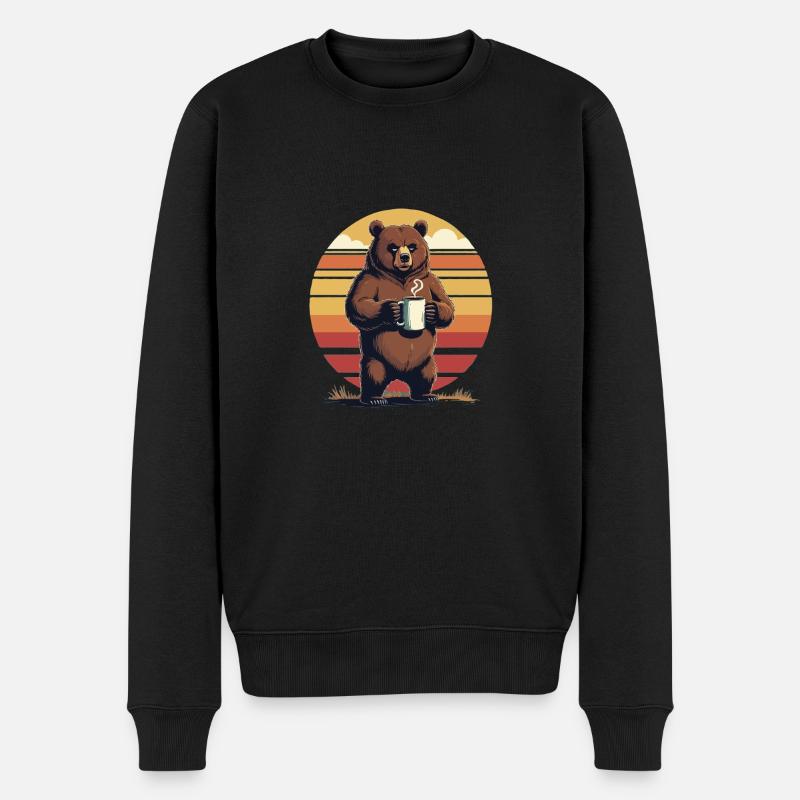 Grimmiger Bär Kaffeetasse Bären Kaffee Müde - Männer Premium Bio Pullover - Schwarz