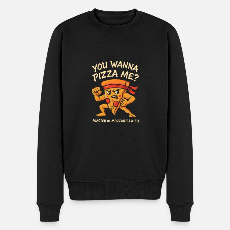 Willst du eine Pizza? - Männer Premium Bio Pullover - Schwarz