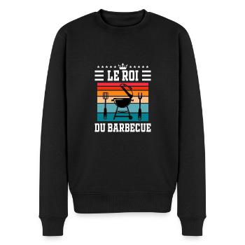 le roi du barbecue bbq grille humour vintage - Pull Premium bio Homme - noir - Devant - Nico (187cm)
