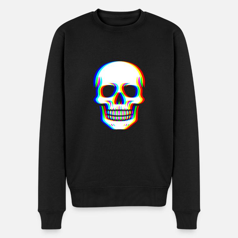 Crâne Glitch - Cyber Art - Pull Premium bio Homme - noir