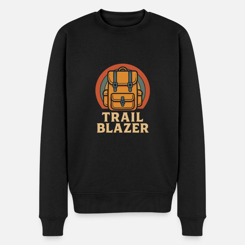 Trail Blazer Rucksack Abenteuer - Männer Premium Bio Pullover - Schwarz