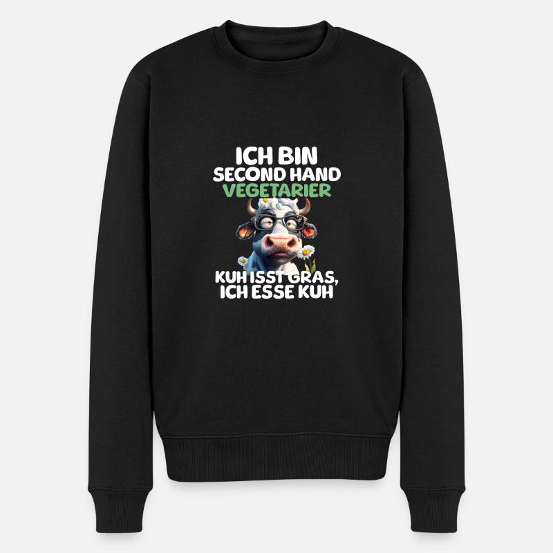 Second Hand Vegetarier - Männer Premium Bio Pullover - Schwarz