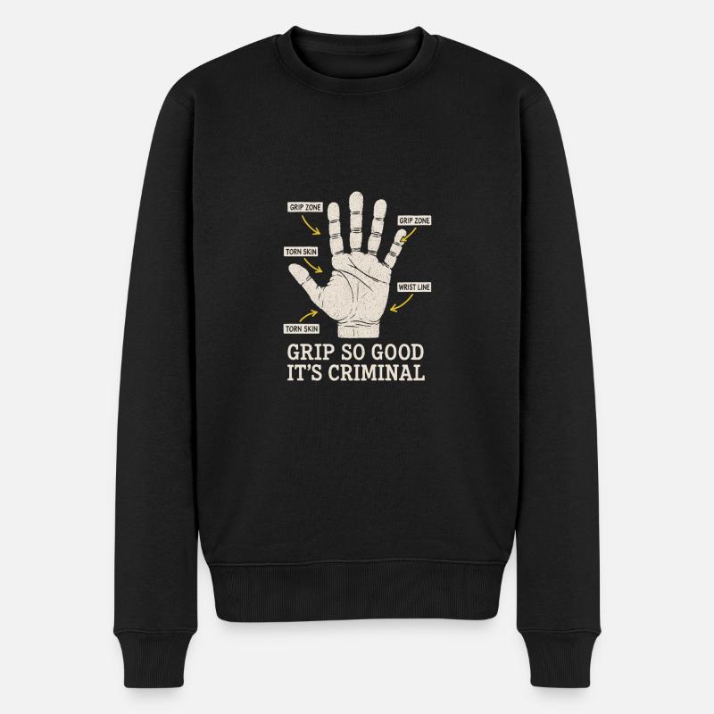 Griffkrafttraining Für Kletterer Hangboard - Männer Premium Bio Pullover - Schwarz