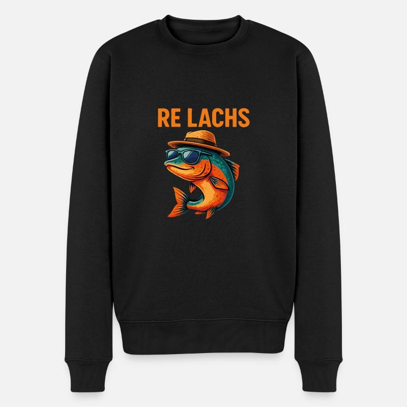 Re Lachs – Lustiger Fisch mit Sonnenbrille - Männer Premium Bio Pullover - Schwarz