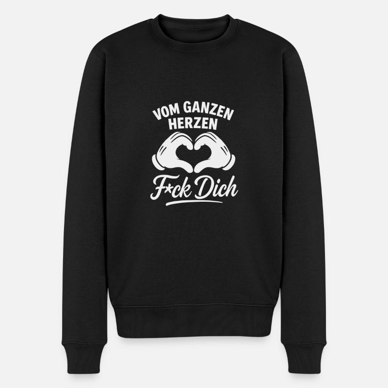 Vom Herzen F*ck Dich – Sarkasmus Shirt - Männer Premium Bio Pullover - Schwarz
