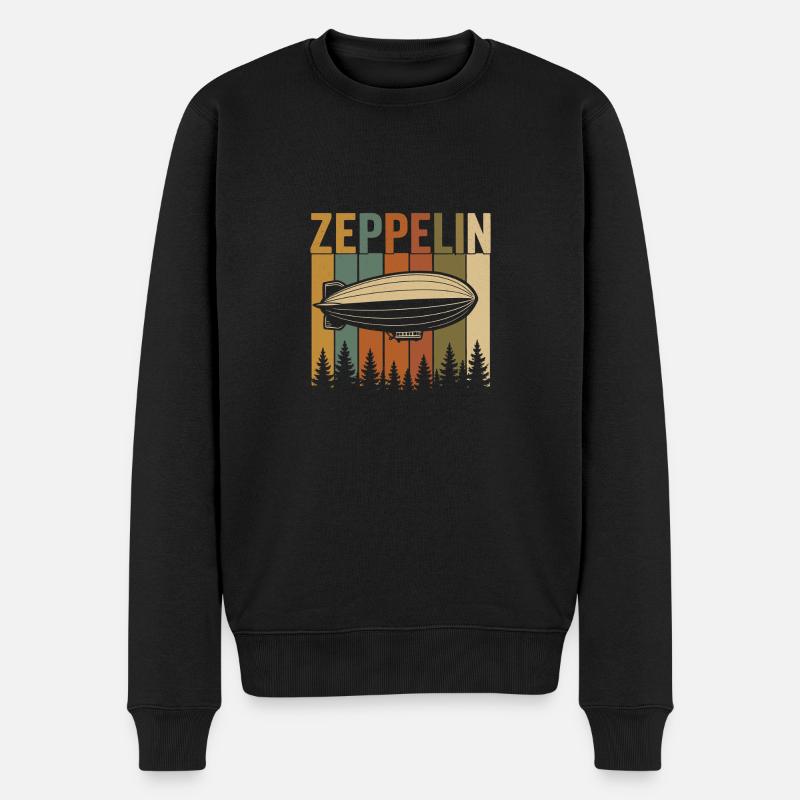 Conception rétro du dirigeable Zeppelin - Pull Premium bio Homme - noir