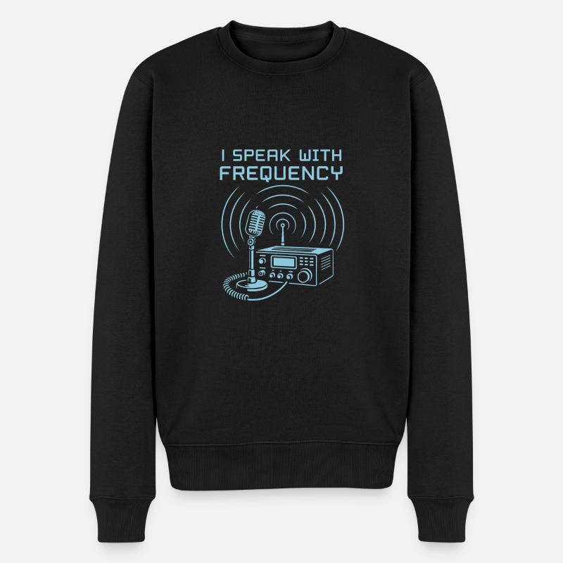 Ich spreche mit Frequenz - Männer Premium Bio Pullover - Schwarz