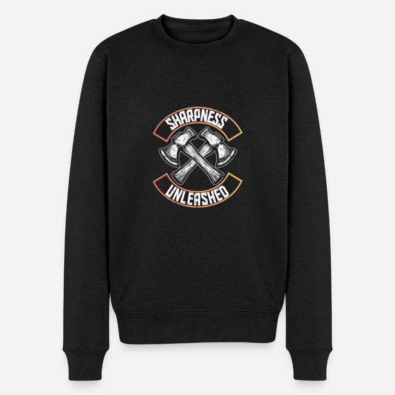 Axtwerfen Holzfäller Sharpness Unleashed - Männer Premium Bio Pullover - Schwarz