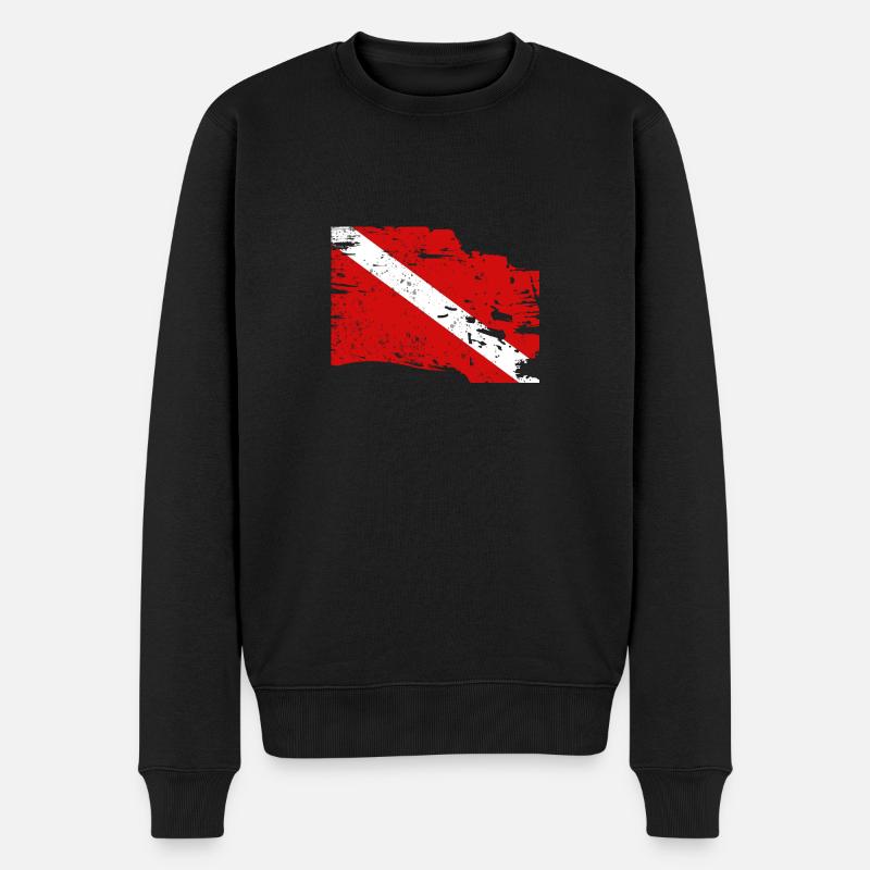 Vintage Taucherflagge - Männer Premium Bio Pullover - Schwarz