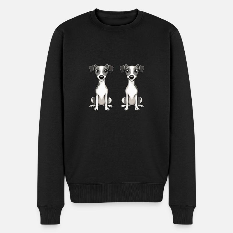 Whippet Hund Comic - Männer Premium Bio Pullover - Schwarz