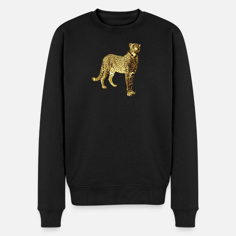 Leopard Goldene Graffiti Kunst - Männer Premium Bio Pullover - Schwarz