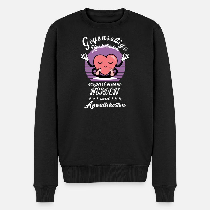 Gegenseitige Rücksichtnahme erspart einem Nerven - Männer Premium Bio Pullover - Schwarz