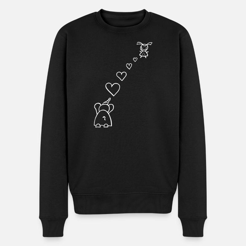 Elefant Kind mit Herz Symbol für Liebe - Männer Premium Bio Pullover - Schwarz