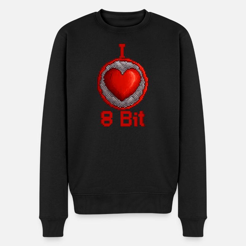 I love 8bit - Männer Premium Bio Pullover - Schwarz