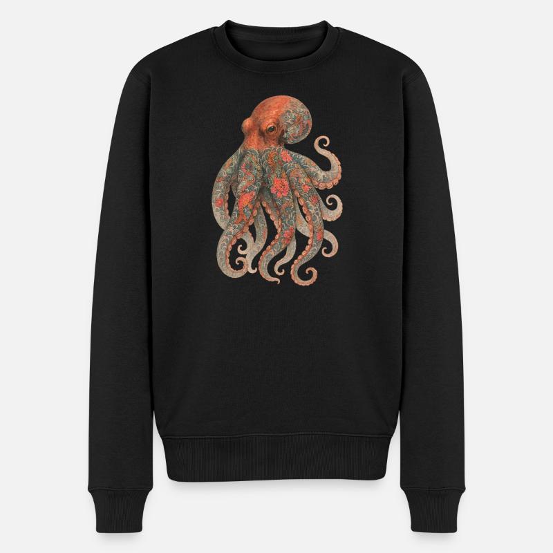 Octopus Yakuza – Aquarelle Tatouée Élégance - Pull Premium bio Homme - noir