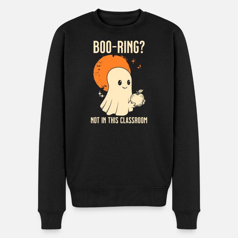 Funny Teacher Skeleton Halloween Classroom - Männer Premium Bio Pullover - Schwarz