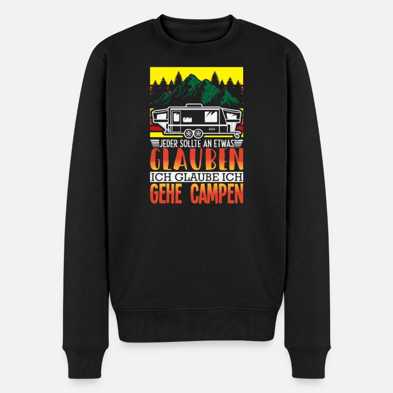 Camper Camping Wohnwagen Spruch - Männer Premium Bio Pullover - Schwarz
