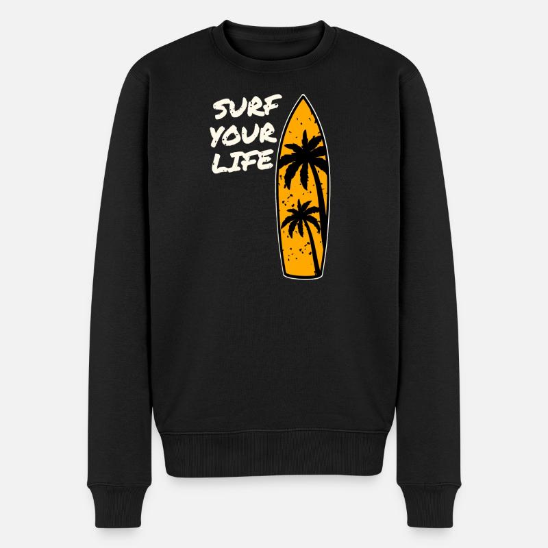 Devise de la vie de surfeur - Pull Premium bio Homme - noir
