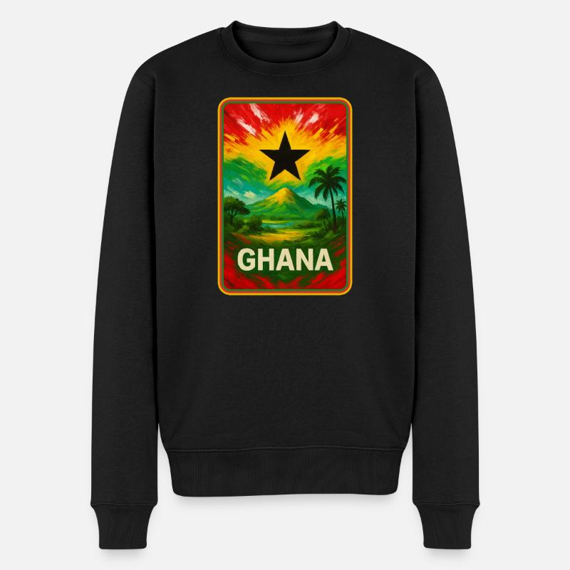 Ghana Pride – Art du style drapeau - Pull Premium bio Homme - noir