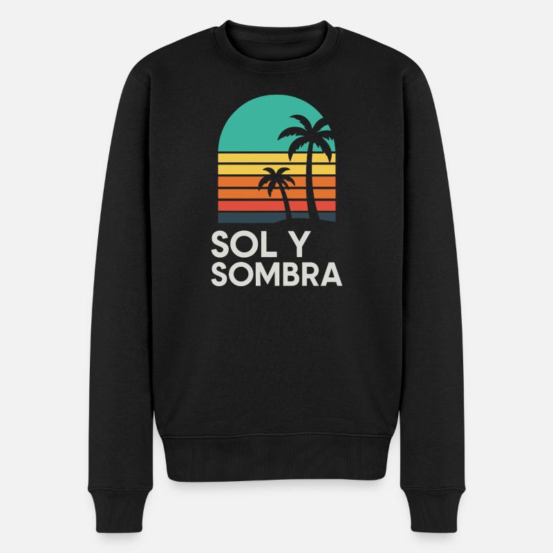 Boden und Schatten Sunset Palm - Männer Premium Bio Pullover - Schwarz