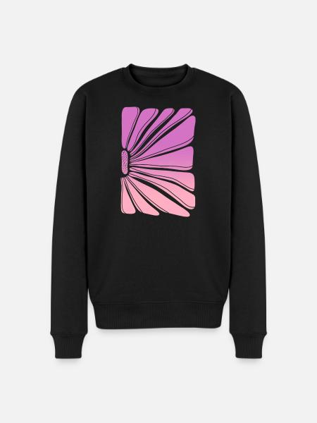 Flower in pink purple gradient - Männer Premium Bio Pullover - Schwarz