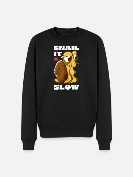 Snail It Slow Cartoon Snail Design - Men's Premium Organic Jumper - black
