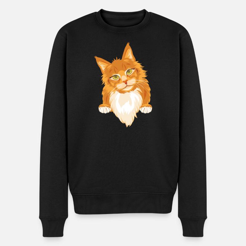 Chat roux timide et mignon - Pull Premium bio Homme - noir