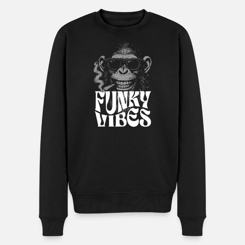 Monkey Funk Vibes - Männer Premium Bio Pullover - Schwarz