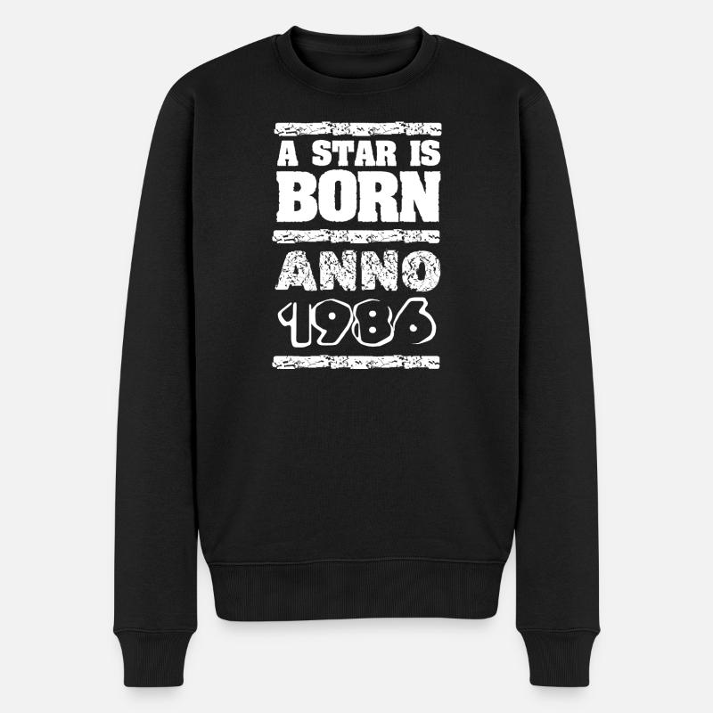 1986 - Männer Premium Bio Pullover - Schwarz