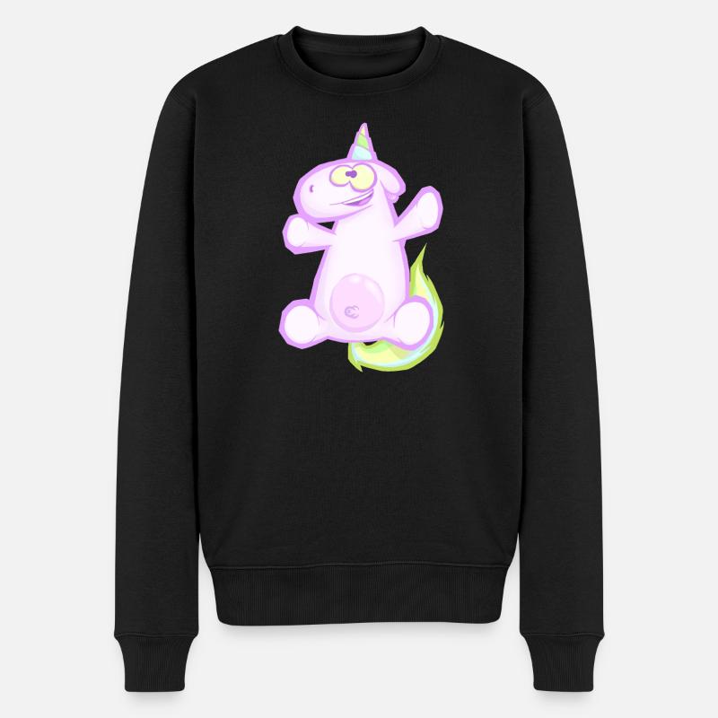 Einhorn - Männer Premium Bio Pullover - Schwarz