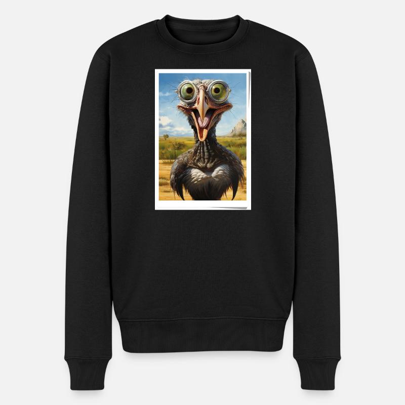 Funny-Strauß in der Wüste - Männer Premium Bio Pullover - Schwarz