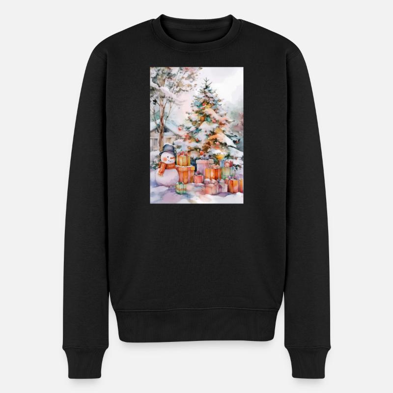 Magischer Winter: Baum und Geschenke - Männer Premium Bio Pullover - Schwarz