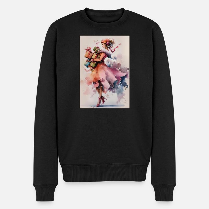 Aquarell-Geschenk-Göttin - Männer Premium Bio Pullover - Schwarz