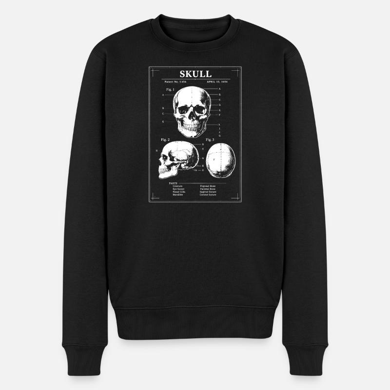 Plan du crâne à rayons X - Pull Premium bio Homme - noir