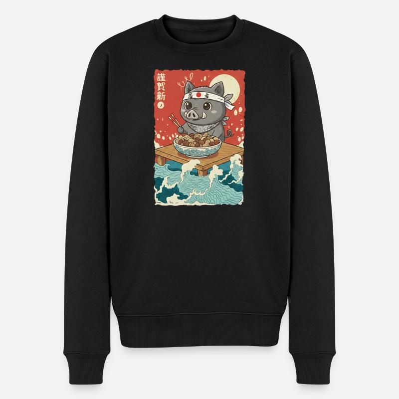 Anime Wildschwein - Männer Premium Bio Pullover - Schwarz