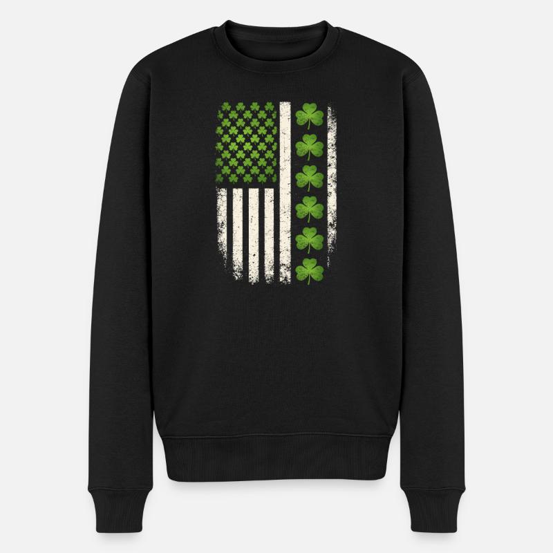 Drapeau américain en trèfle irlandais - Pull Premium bio Homme - noir