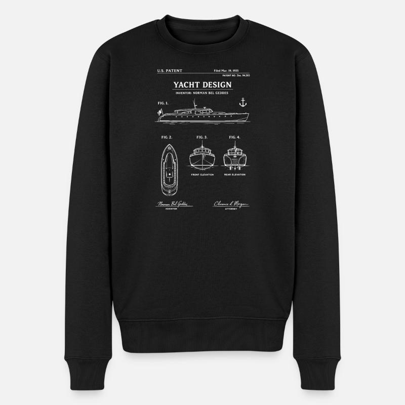 Art lineal des plans du yacht - Pull Premium bio Homme - noir