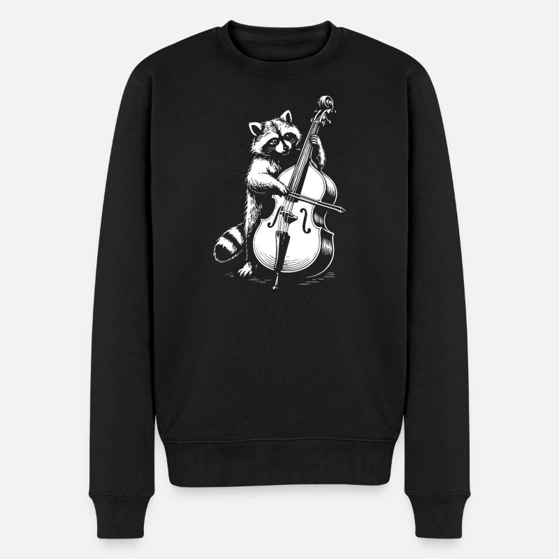 Raccoon joue de la contrebasse - Pull Premium bio Homme - noir