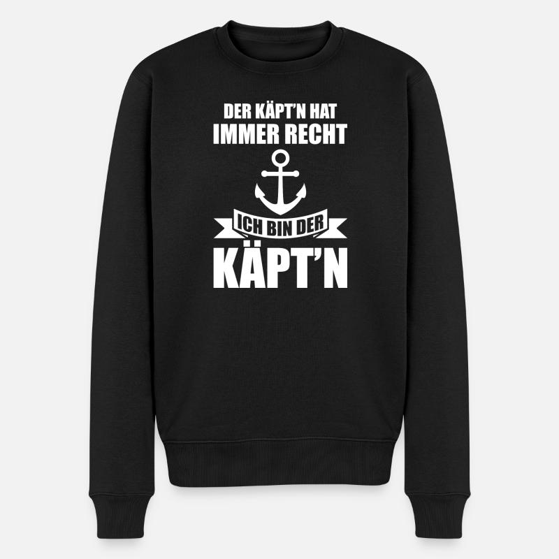 Ich bin der käpt'n Geschenk Boot Segler Segelboot - Männer Premium Bio Pullover - Schwarz