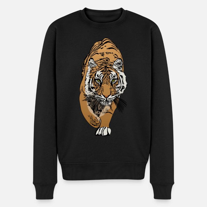 Tiger Raubtier Motiv Tier Motiv - Männer Premium Bio Pullover - Schwarz