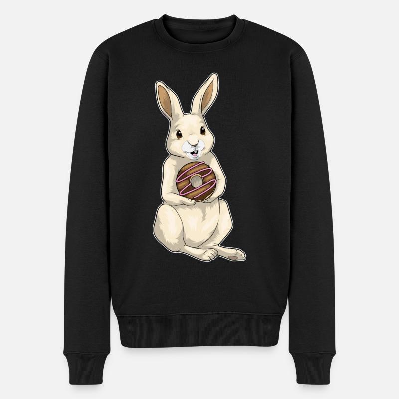 Hase Donut - Männer Premium Bio Pullover - Schwarz
