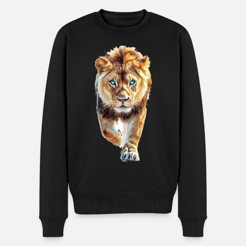 Löwe - Männer Premium Bio Pullover - Schwarz