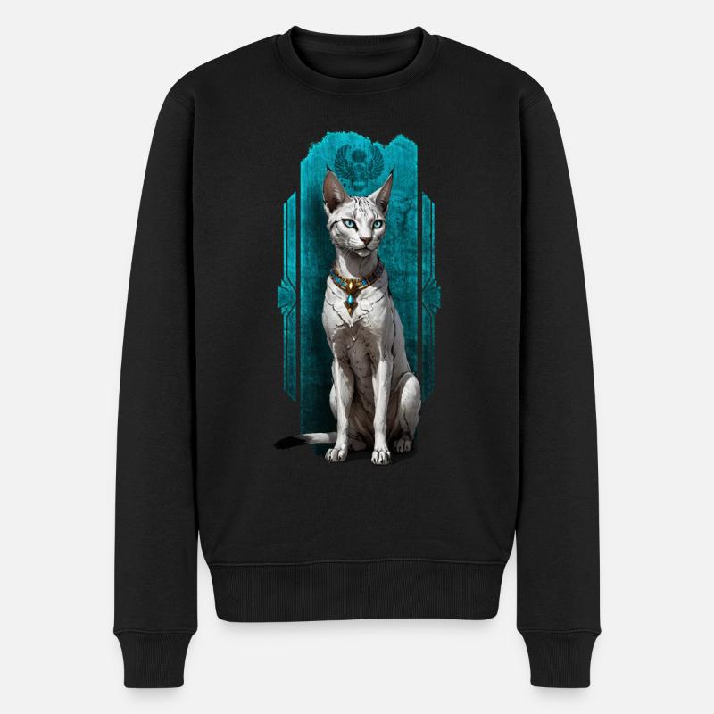 Bastet, Wächter der Katzen: Göttliche Gnade - Männer Premium Bio Pullover - Schwarz