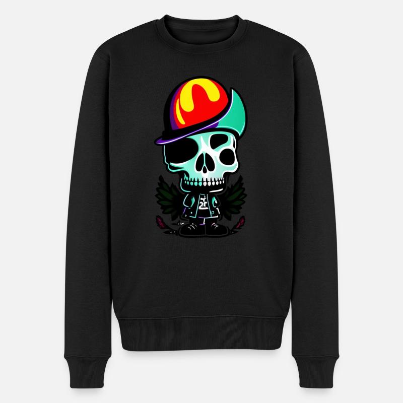 Mehrfarbige Sqelette - Männer Premium Bio Pullover - Schwarz
