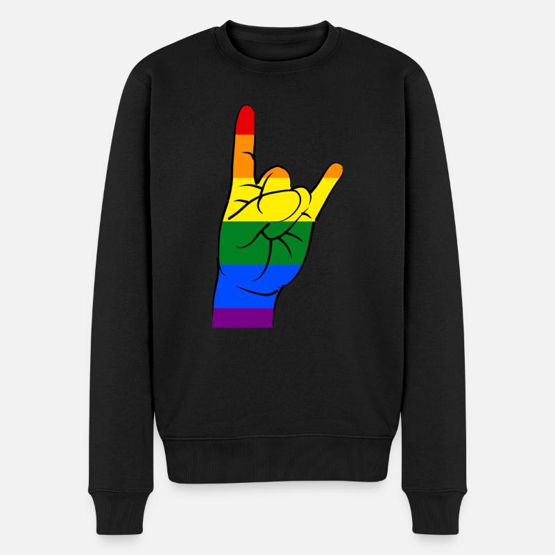 Hard Rock - Stolz - Männer Premium Bio Pullover - Schwarz