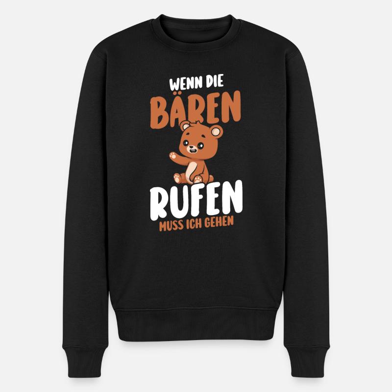 Braunbär Bär - Männer Premium Bio Pullover - Schwarz