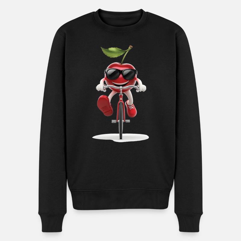 Cherry Radfahren auf dem Fahrrad Geschenk - Männer Premium Bio Pullover - Schwarz