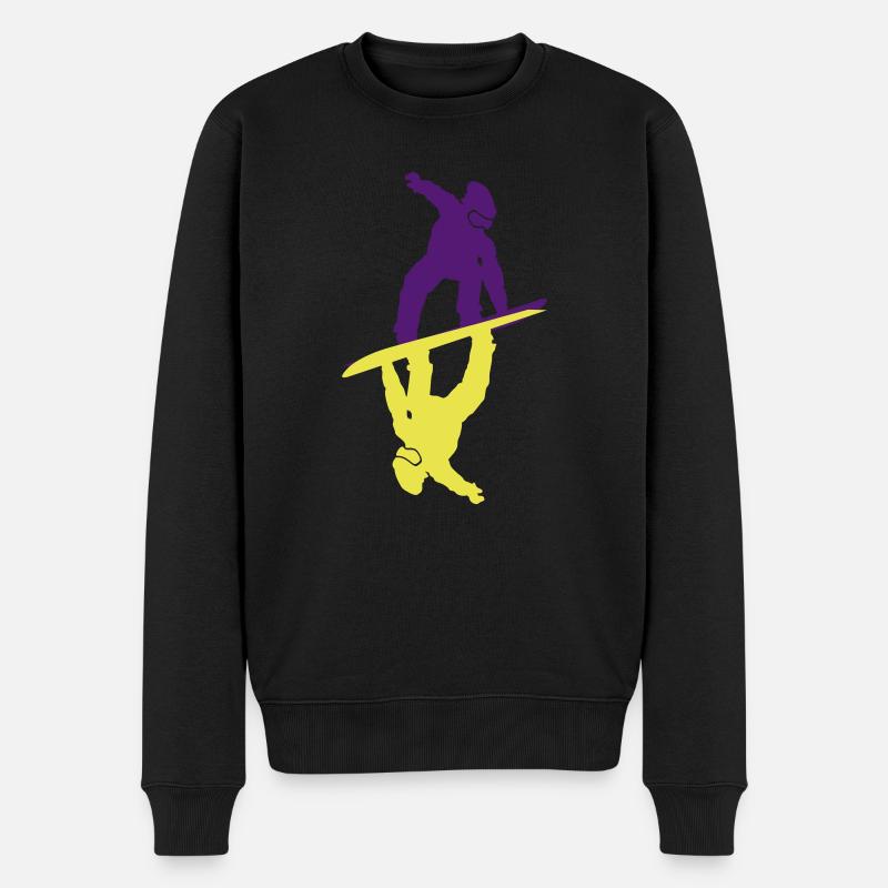 Snowboarder Silhouette - Männer Premium Bio Pullover - Schwarz